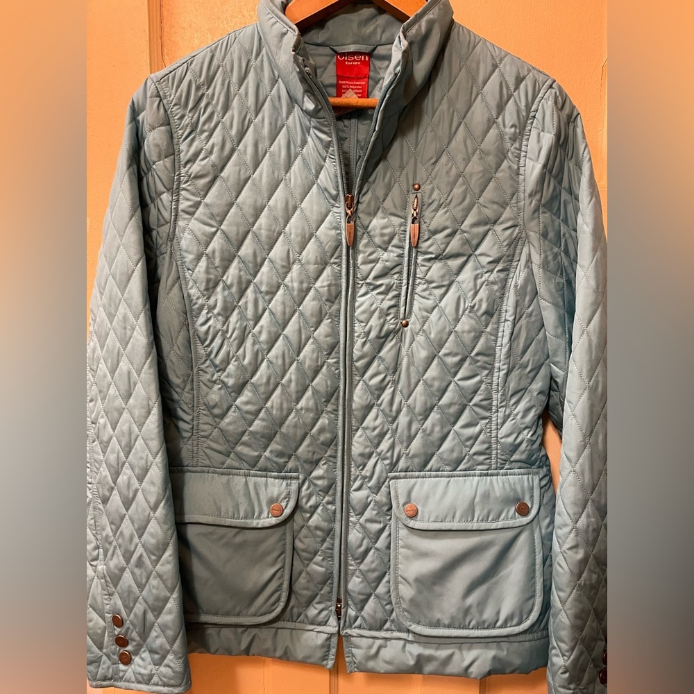 Olsen Europe Quilted Teal blue color jacket excellent condition.